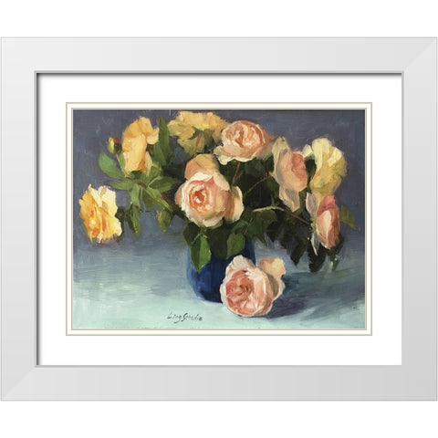 Summer Roses White Modern Wood Framed Art Print with Double Matting by Strube, Ling