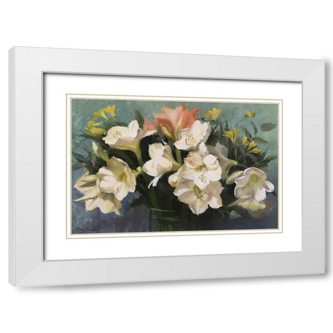 White Amarylilies White Modern Wood Framed Art Print with Double Matting by Strube, Ling