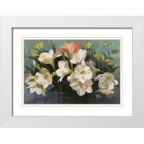 White Amarylilies White Modern Wood Framed Art Print with Double Matting by Strube, Ling