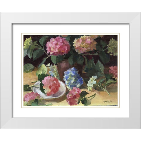 The Hydrangeas White Modern Wood Framed Art Print with Double Matting by Strube, Ling