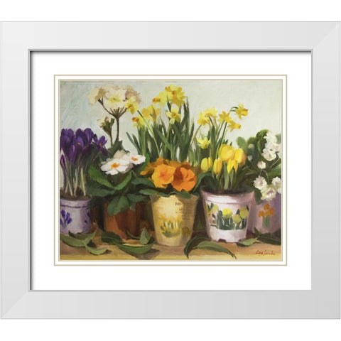 Spring Song White Modern Wood Framed Art Print with Double Matting by Strube, Ling