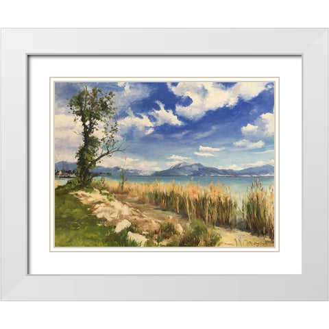 Garda Lake  in Spring White Modern Wood Framed Art Print with Double Matting by Strube, Ling