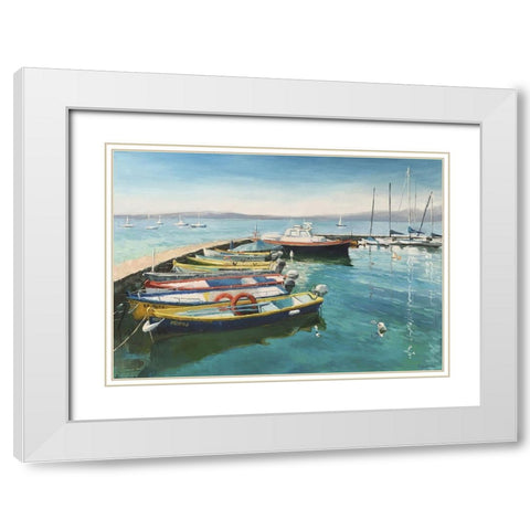 Italy Seascape White Modern Wood Framed Art Print with Double Matting by Strube, Ling