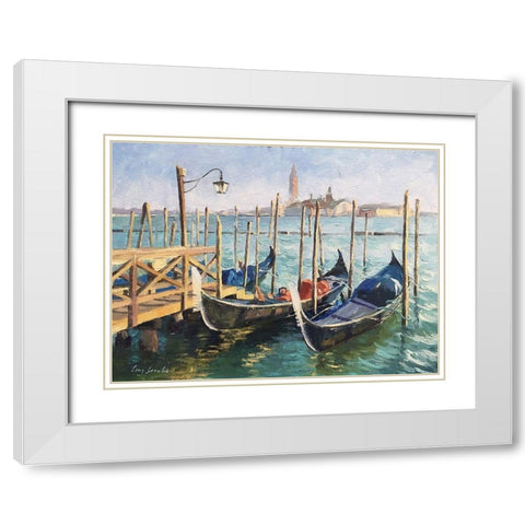 Stroll in Venice III White Modern Wood Framed Art Print with Double Matting by Strube, Ling