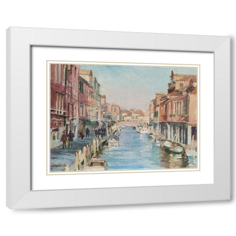 Stroll in Venice IV White Modern Wood Framed Art Print with Double Matting by Strube, Ling