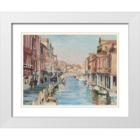 Stroll in Venice IV White Modern Wood Framed Art Print with Double Matting by Strube, Ling