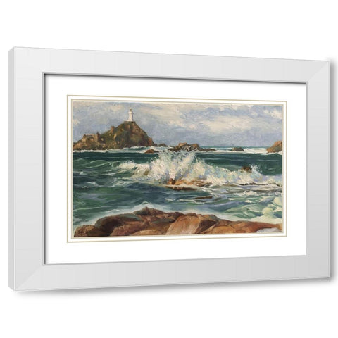 Jersey Island Landscape White Modern Wood Framed Art Print with Double Matting by Strube, Ling