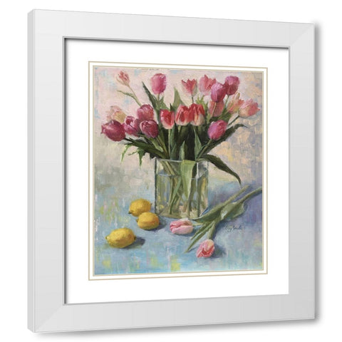 Spring Greetings White Modern Wood Framed Art Print with Double Matting by Strube, Ling
