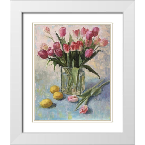 Spring Greetings White Modern Wood Framed Art Print with Double Matting by Strube, Ling