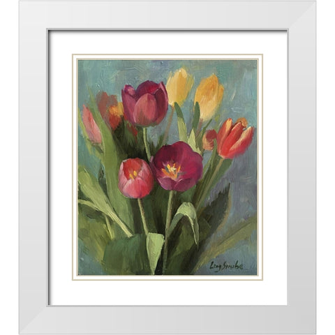 Hallo Spring White Modern Wood Framed Art Print with Double Matting by Strube, Ling