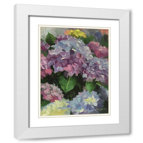 Hydrangea Garden White Modern Wood Framed Art Print with Double Matting by Strube, Ling