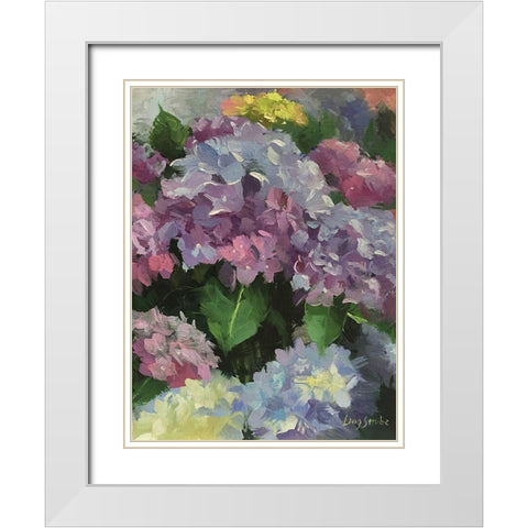 Hydrangea Garden White Modern Wood Framed Art Print with Double Matting by Strube, Ling