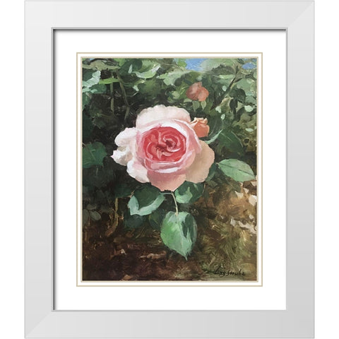 Garden Rose I White Modern Wood Framed Art Print with Double Matting by Strube, Ling