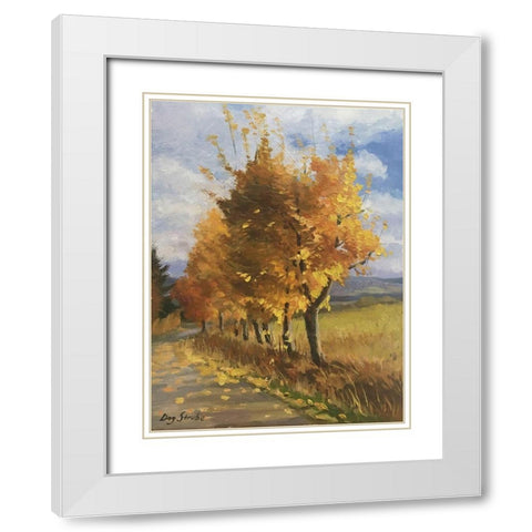 Autumn Tints White Modern Wood Framed Art Print with Double Matting by Strube, Ling