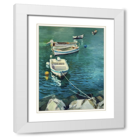 The Boats White Modern Wood Framed Art Print with Double Matting by Strube, Ling