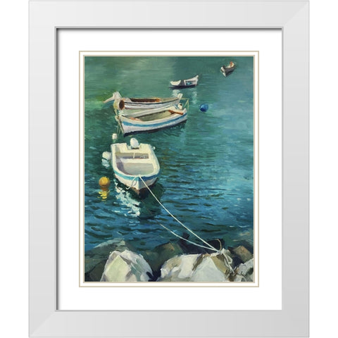 The Boats White Modern Wood Framed Art Print with Double Matting by Strube, Ling