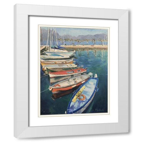 The Harbour in Lake Garda White Modern Wood Framed Art Print with Double Matting by Strube, Ling