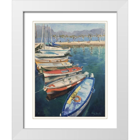 The Harbour in Lake Garda White Modern Wood Framed Art Print with Double Matting by Strube, Ling