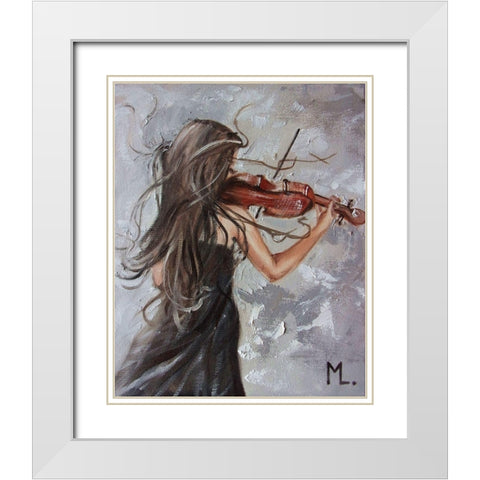 Melody of December White Modern Wood Framed Art Print with Double Matting by Luniak, Monika