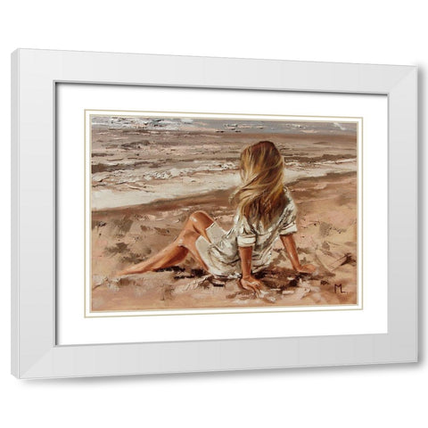 My Place by the Sea White Modern Wood Framed Art Print with Double Matting by Luniak, Monika