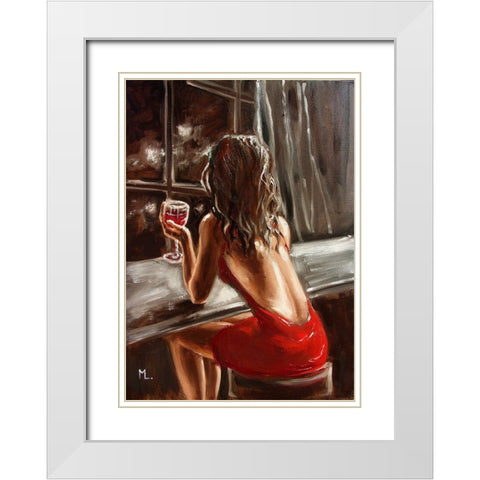 Warm Night White Modern Wood Framed Art Print with Double Matting by Luniak, Monika