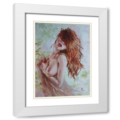 Red Hair Girl White Modern Wood Framed Art Print with Double Matting by Luniak, Monika