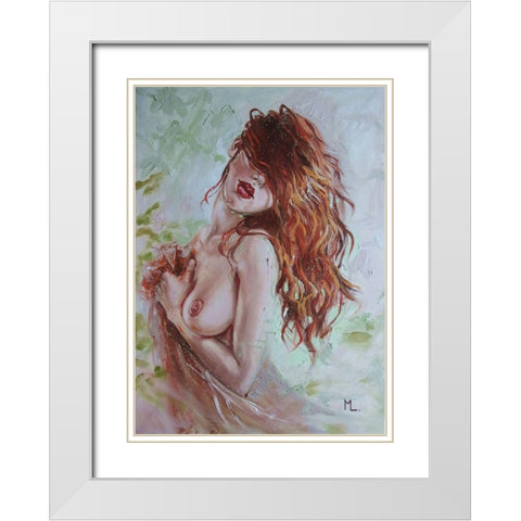 Red Hair Girl White Modern Wood Framed Art Print with Double Matting by Luniak, Monika