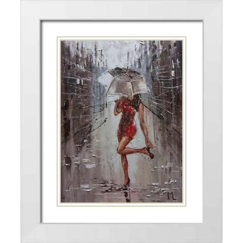 Rain Street Spring White Modern Wood Framed Art Print with Double Matting by Luniak, Monika