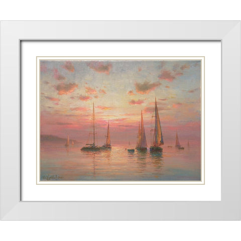 Sails White Modern Wood Framed Art Print with Double Matting by Obuchovsky, Yury