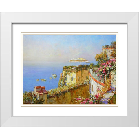 Positano. Morning Sun White Modern Wood Framed Art Print with Double Matting by Obuchovsky, Yury