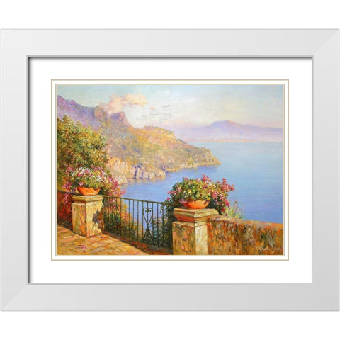Town Ravello White Modern Wood Framed Art Print with Double Matting by Obuchovsky, Yury