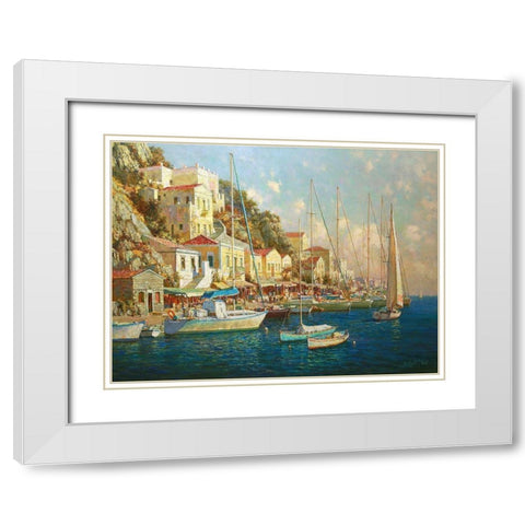 Greek Island Samos White Modern Wood Framed Art Print with Double Matting by Obuchovsky, Yury