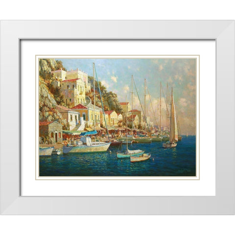 Greek Island Samos White Modern Wood Framed Art Print with Double Matting by Obuchovsky, Yury