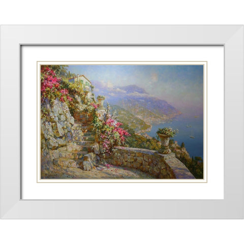 Coast near Amalfi White Modern Wood Framed Art Print with Double Matting by Obuchovsky, Yury