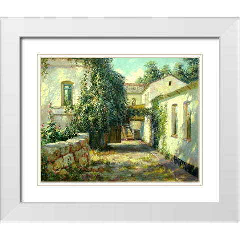 Courtyard White Modern Wood Framed Art Print with Double Matting by Obuchovsky, Yury