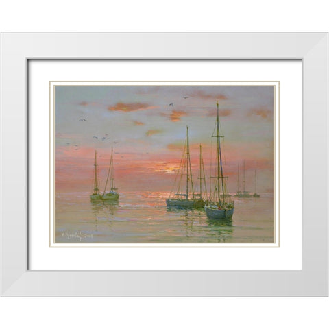 Evening Ride White Modern Wood Framed Art Print with Double Matting by Obuchovsky, Yury