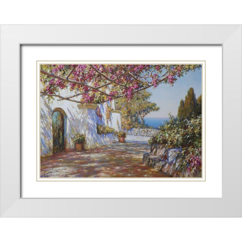 Terrace in Ravello II White Modern Wood Framed Art Print with Double Matting by Obuchovsky, Yury