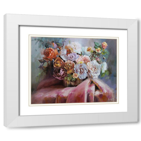 Bouquet of Aromat Roses White Modern Wood Framed Art Print with Double Matting by Rogozina, Svetlana