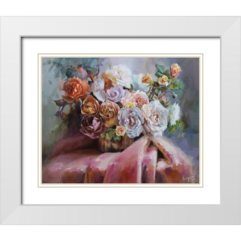 Bouquet of Aromat Roses White Modern Wood Framed Art Print with Double Matting by Rogozina, Svetlana