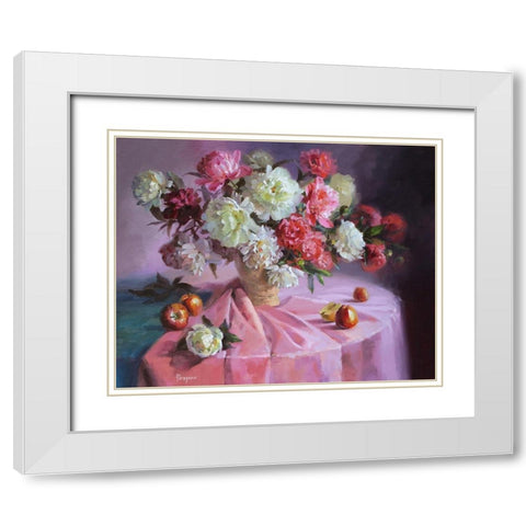 Bouquet of Magic Flowers White Modern Wood Framed Art Print with Double Matting by Rogozina, Svetlana