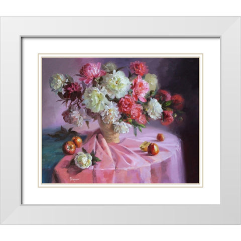 Bouquet of Magic Flowers White Modern Wood Framed Art Print with Double Matting by Rogozina, Svetlana
