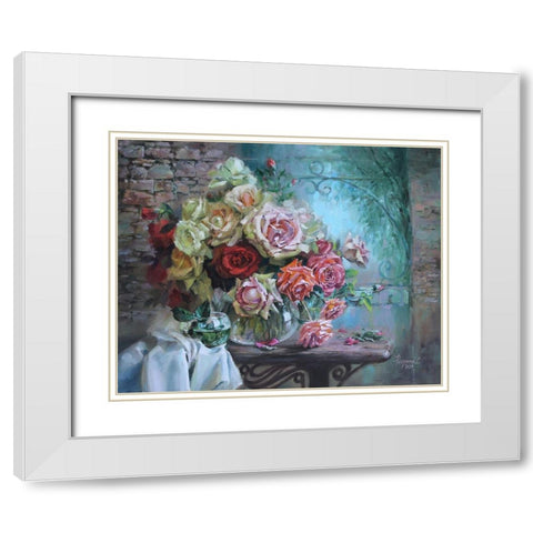 Roses are Fragrant White Modern Wood Framed Art Print with Double Matting by Rogozina, Svetlana