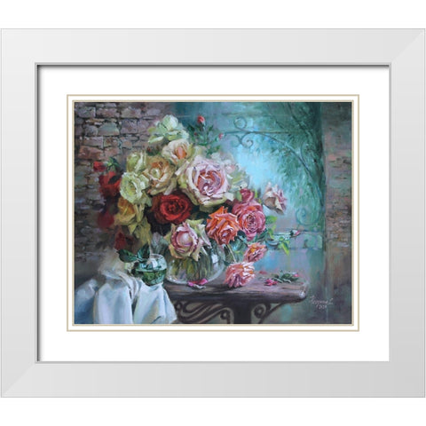 Roses are Fragrant White Modern Wood Framed Art Print with Double Matting by Rogozina, Svetlana