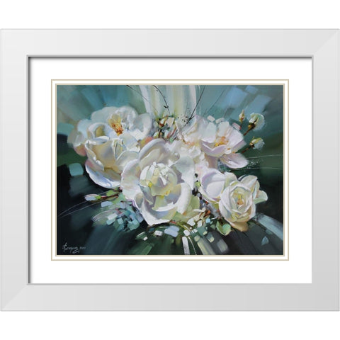 Rosehip Composition White Modern Wood Framed Art Print with Double Matting by Rogozina, Svetlana