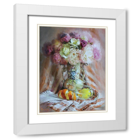 Still Life with Lemon White Modern Wood Framed Art Print with Double Matting by Rogozina, Svetlana