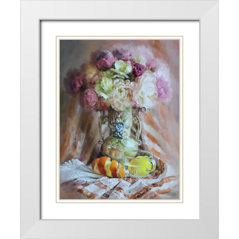 Still Life with Lemon White Modern Wood Framed Art Print with Double Matting by Rogozina, Svetlana