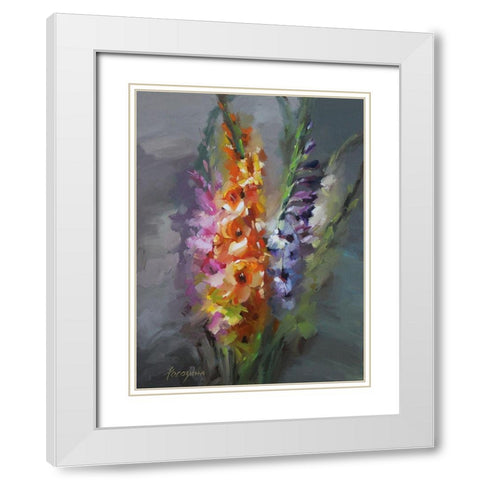 Bouquet with Gladiolus White Modern Wood Framed Art Print with Double Matting by Rogozina, Svetlana