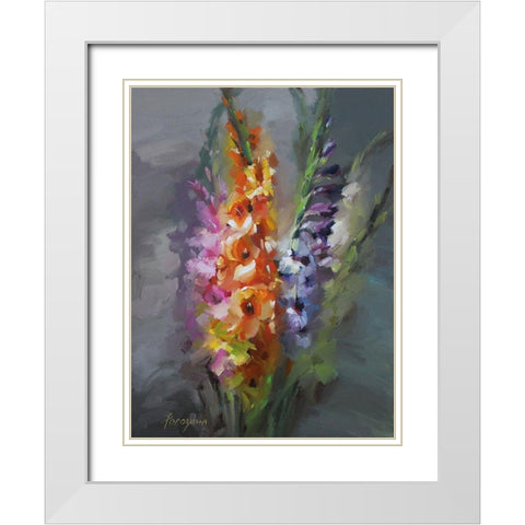Bouquet with Gladiolus White Modern Wood Framed Art Print with Double Matting by Rogozina, Svetlana