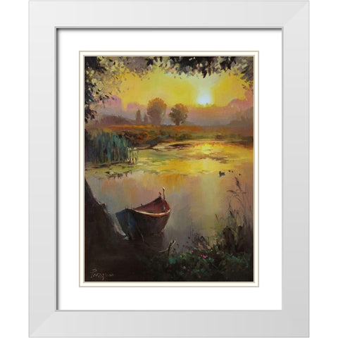 Sunset White Modern Wood Framed Art Print with Double Matting by Rogozina, Svetlana