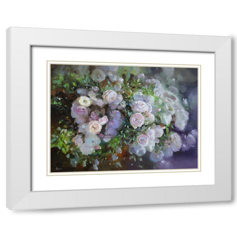 Aromat of Roses White Modern Wood Framed Art Print with Double Matting by Rogozina, Svetlana